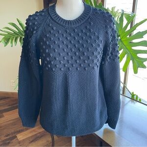 Closed Chunky Knit Women's Black Crew Neck Cotton Textured Sweater size S